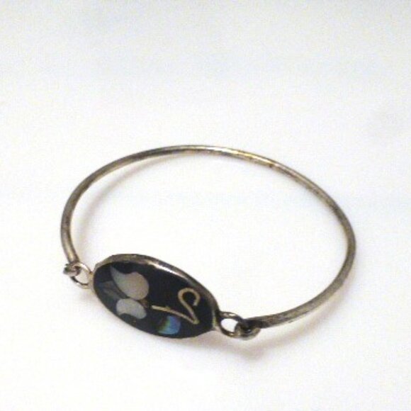 Vintage .925 Alpaca Mexico ABOLONE BRACELET - Picture 2 of 8